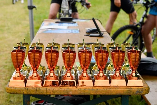 cycling champion trophy celebration
